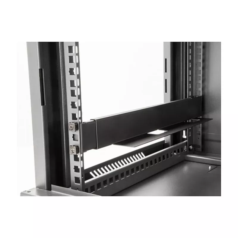 DELOCK 19 Zoll Stützschienen-Set, verstellbar 368-600 mm, für Netzwerkschrank 1U, schwarz, 2 Stück