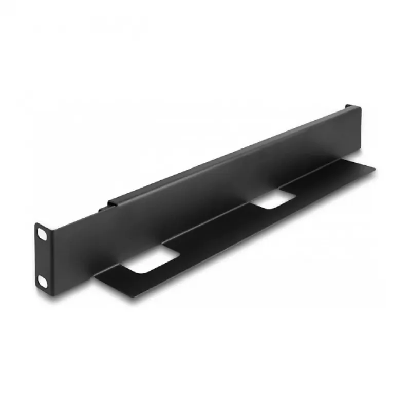 DELOCK 19 Zoll Stützschienen-Set, verstellbar 368-600 mm, für Netzwerkschrank 1U, schwarz, 2 Stück