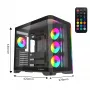 Rampage LYRON Mid Tower Gaming PC Gehäuse, 7x ARGB PWM Lüfter, Tempered Glass, Schwarz