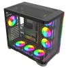 Rampage LYRON Mid Tower Gaming PC Gehäuse, 7x ARGB PWM Lüfter, Tempered Glass, Schwarz