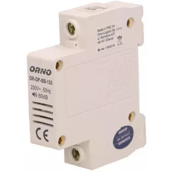 ORNO OR-DP-SB-133 Kabelgebundener Türgong, DIN-Schiene 1 Modul, 230V AC, 85 dB, Weiß/Grau