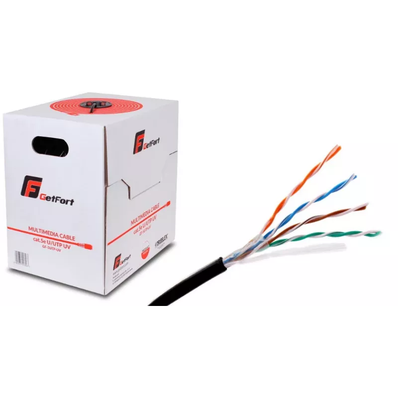 GETFORT Premium Cat.5e U/UTP UV Dry Core Outdoor Kabel 305m Schwarz