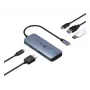 IcyBox IB-DK4081-SO Spade Dock 4081 5-in-1 Reise-Dockingstation mit Off-Screen-Ladefunktion, USB-C, HDMI 4K, Gigabit Ethernet, 2x USB-A, 100W PD, Aluminium