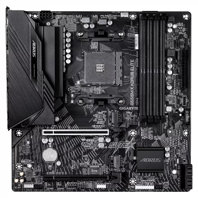 GIGABYTE B550M X AORUS ELITE AM4 Micro-ATX-Motherboard, AMD B550, 4x DDR4, HDMI/DP, 2x M.2, 2.5GbE, Wi-Fi 6E