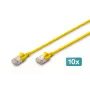 DIGITUS CAT 6A F-FTP Slim Patchkabel, 0,3 m, Gelb, 10er-Pack, LSZH, 10 Gbit/s, 500 MHz