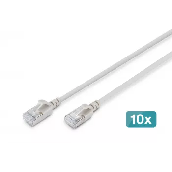 DIGITUS CAT 6A F/FTP Slim Patchkabel, 0,5 m, Grau, 10er-Pack