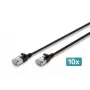 DIGITUS CAT 6A F-FTP Slim Patchkabel, 0,5 m, Schwarz, 10er-Pack, LSZH, 10Gbps, RJ45