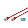 DIGITUS CAT 6A F/FTP Slim Patchkabel, 0,5 m, Rot, 10er-Pack, LSZH, 10 Gbit/s