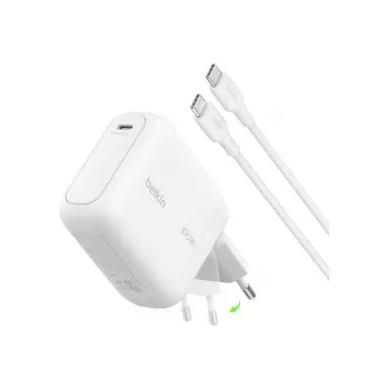Belkin BOOSTCHARGE 100W USB-C GaN-Netzteil mit 1,5m USB-C auf USB-C Kabel - Weiß