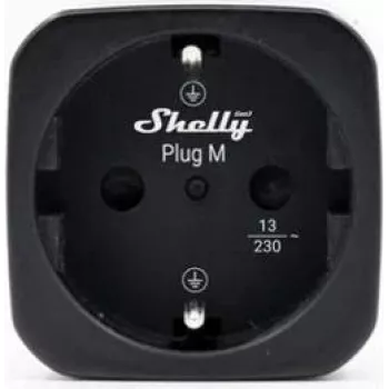 Shelly Plug M Gen3 Schwarz Smart Plug mit Energiemonitoring, 13A, Wi-Fi & Bluetooth