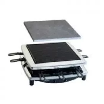 Steba RC 3 Plus Chrom Raclette-Grill mit Natursteinplatte - 8 Personen, 1400W, Chrom