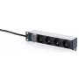 DIGITUS 10 inch Aluminium PDU Stromverteiler, 4 Schuko-Steckdosen, 16A, 1,5m Kabel, Schwarz