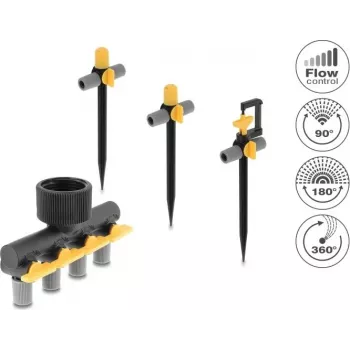Delock Sprinkler T-Verbinder-Set mit 90°, 180° und 360° Düsen + 4-fach Verteiler