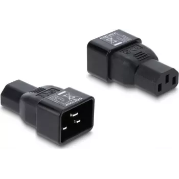 Delock IEC 60320 C20 auf C13 Netzadapter, Stecker auf Buchse, 10 A, 250 V, gerade, Schwarz