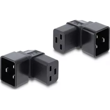 Delock IEC 60320 C20 auf C19 Netzadapter, Stecker auf Buchse, 16 A, 90° gewinkelt, Schwarz