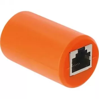 Delock RJ45 Kupplung Buchse auf Buchse Cat.6A geschirmt mit Überspannungsschutz, Orange