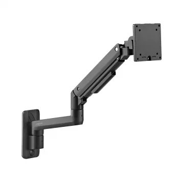 LogiLink BP0169 Monitorarm mit Gasfeder aus Aluminium für 17–49 inch Displays bis 20 kg, Tischklemme & Grommet, Vollbeweglich, Schwarz