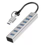 LogiLink USB 3.0 Hub 7x USB-A 2-in-1 Verbindungskabel Silber