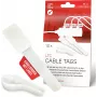 LABEL THE CABLE LTC 2620-10 Wiederverwendbare Kabelbinder mit Klettverschluss und integrierten Etiketten, Weiß, 10er-Pack