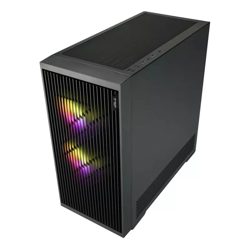 Fortron M330 Mini-Tower-PC-Gehäuse mit gehärtetem Glas, Schwarz