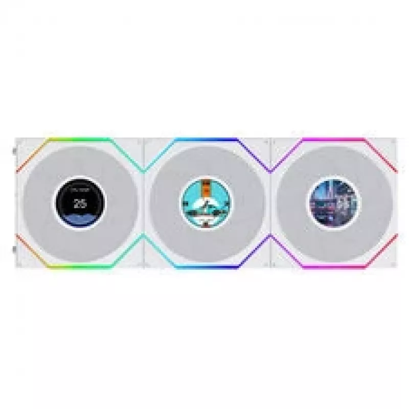 Lian Li UNI FAN TL120 LCD FLEX Wireless ARGB Reverse 3-Pack Weiß 120mm Gehäuselüfter