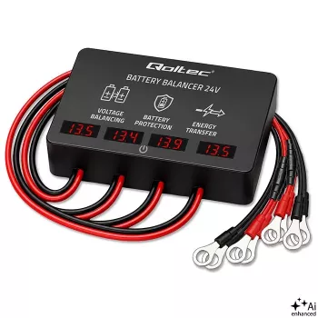 Qoltec 48V Batterie- Balancer für 4 x 12V Batterien | 10A | AGM GEL LiFePO4 | LED
