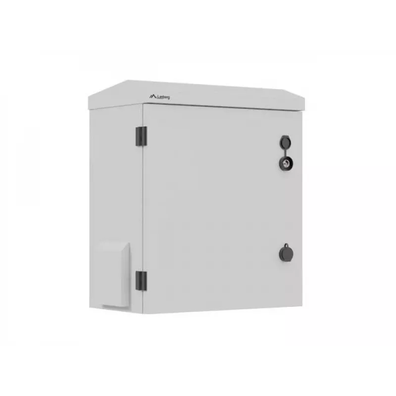 10-Zoll-Wand-/Mastmontage-Rackgehäuse, IP55 abgedichtet, 420x300x500 mm, Grau, montiert