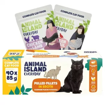 ANIMAL ISLAND Everyday Nassfutter für Katzen im Mix-Geschmack, 40 x 85 g, Alleinfuttermittel für ausgewachsene Katzen
