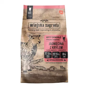 WIEJSKA ZAGRODA Lamm mit Krill Trockenfutter für Katzen - 10kg