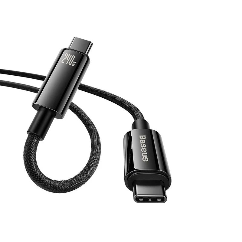 Baseus Tungsten Gold USB-C auf USB-C 240W Schnellladekabel 1m Schwarz