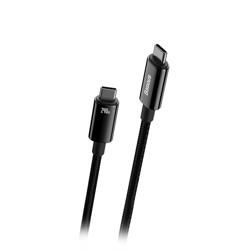 Baseus Tungsten Gold USB-C auf USB-C 240W Schnellladekabel 1m Schwarz