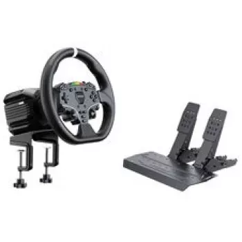 MOZA R5 Pro Racing Simulator - 5,5 Nm Direct Drive Wheelbase, 11-Zoll-Lederlenkrad, 2-Pedal-Set