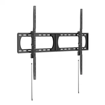 VALUE TV-Wandhalterung, extrem belastbar, fest, 75 kg, für 32-65 Zoll, VESA 200x200 bis 600x400, Ultra-Slim 25 mm, Stahl, Schwarz, mit Diebstahlsicherung, Schnellspann-Gurten, integrierter Wasserwaage