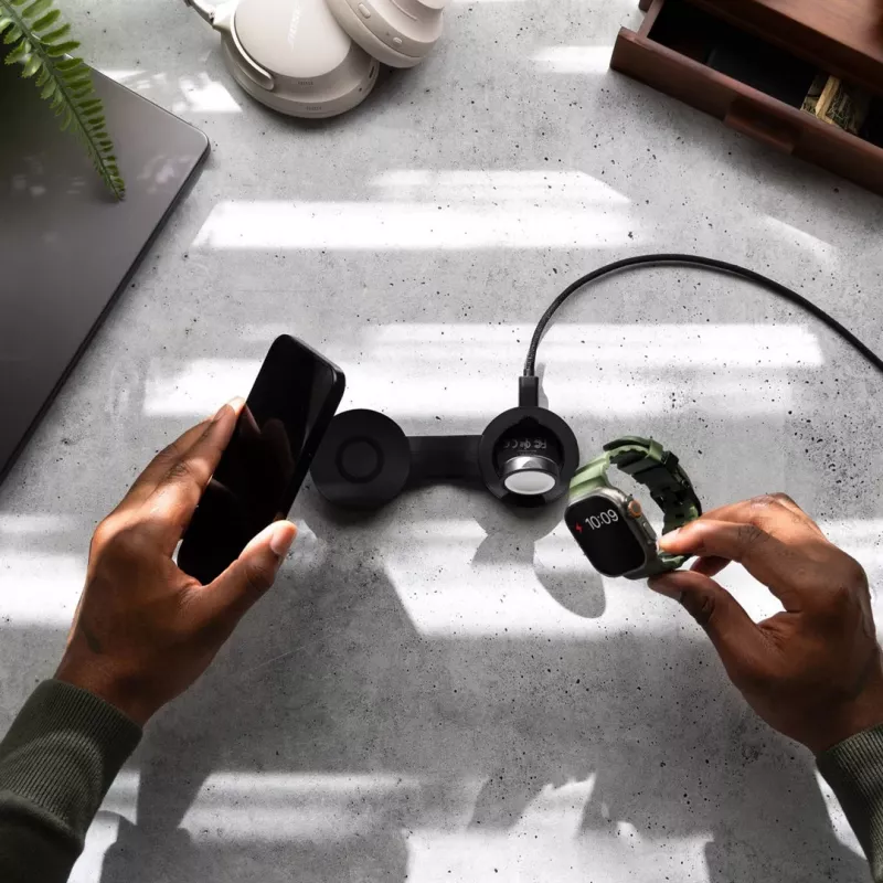 Twelve South ButterFly SE 2-in-1 Qi2 MagSafe Ladegerät für iPhone und Apple Watch, Schwarz