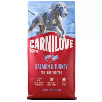 CAV CARNILOVE ACTIVE DOG LACHS & TRUTHAHN AUSGEWACHSENE HUNDE GROSSE RASSEN 12kg