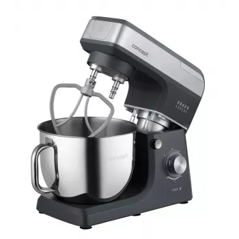 CONCEPT RM6000 Planeten-Küchenmaschine 1900W 6,5L Edelstahlschüssel, 8 Geschwindigkeiten + Pulse, Silber/Schwarz