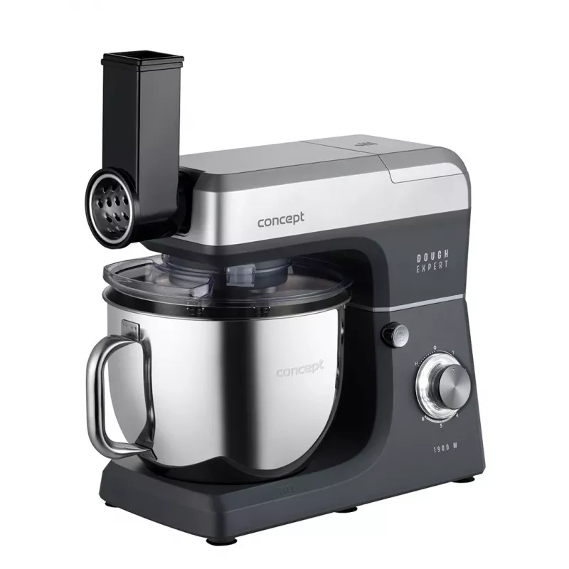 CONCEPT RM6000 Planeten-Küchenmaschine 1900W 6,5L Edelstahlschüssel, 8 Geschwindigkeiten + Pulse, Silber/Schwarz