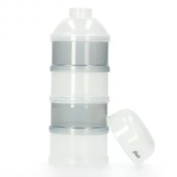 Alecto BF-4 Milchpulver-Spender mit 3 Fächern, BPA-frei, auslaufsicher, Weiß/Transparent
