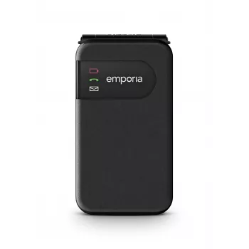 Emporia SIMPLICITYglam Schwarz (2025) Senioren-Mobiltelefon mit SOS-Taste, 4G LTE, 2,8-Zoll-Display, Ladeschale