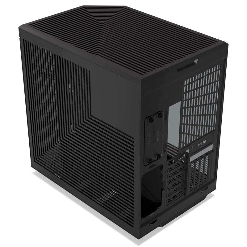 HYTE Y70 Touch Black Mid Tower Gehäuse mit Panorama-Temperglas und 14,1 Zoll Touchscreen, ATX/E-ATX, vertikaler GPU-Halterung