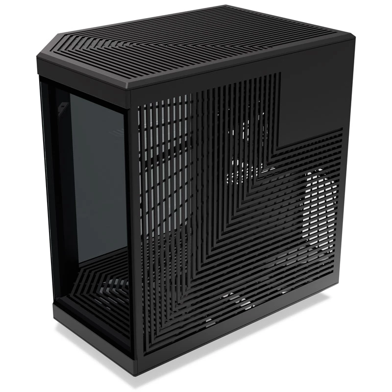 HYTE Y70 Touch Black Mid Tower Gehäuse mit Panorama-Temperglas und 14,1 Zoll Touchscreen, ATX/E-ATX, vertikaler GPU-Halterung