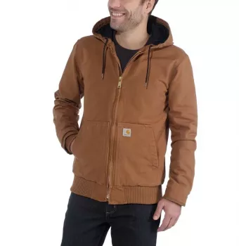 Carhartt Herren Duck Active Jacke Braun - 12 oz Baumwoll-Duck, gestepptes Flanellfutter, wasserabweisend, Original Fit
