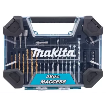 Makita E-22573 38-teiliges Bohr- und Schraubendreher-Bitset mit HSS-G-, Holz- und Steinbohrern
