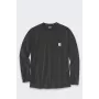 Carhartt Midweight Langarm-T-Shirt mit Brusttasche für Herren, Schwarz, Large