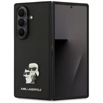 Karl Lagerfeld Saffiano Karl & Choupette Pin Case für Samsung Galaxy Z Fold7 – Schwarz