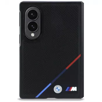BMW M Leder-Perforiert Tricolor-Streifen Metall-Logos MagSafe-Hülle für Samsung Galaxy Z Fold8 - Schwarz