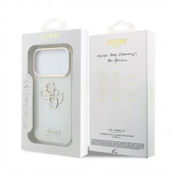 GUESS 4G Script Metal Schutzhülle für iPhone 18 Pro Max / 17 Pro Max - Weiß