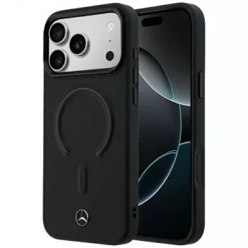 Mercedes Leder 3D MagSafe Hülle für iPhone 18 Pro Max / 17 Pro Max - Schwarz
