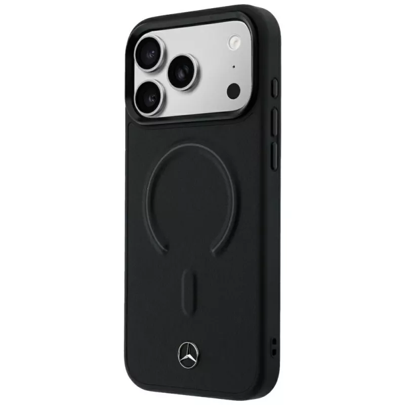 Mercedes Leder 3D MagSafe Hülle für iPhone 18 Pro Max / 17 Pro Max - Schwarz