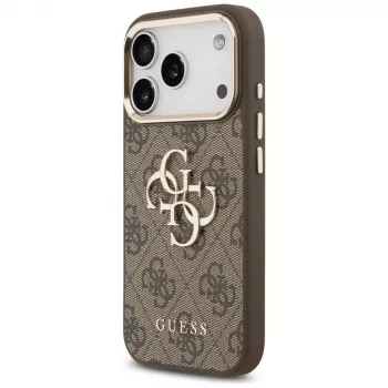 GUESS 4G Big Classic Logo Hülle für iPhone 17 Pro / 18 Pro - Braun & Gold